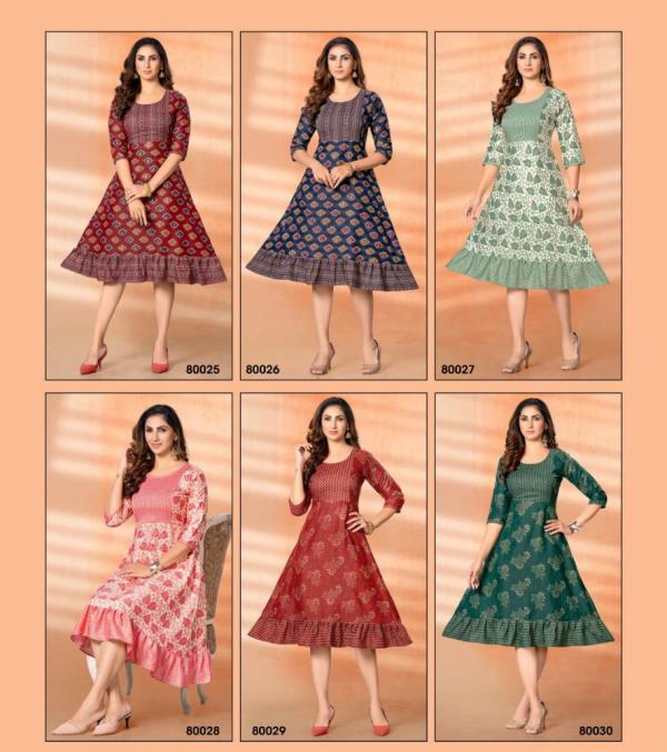 Mayra Rukmani Fancy Casual Wear Rayon Designer Kurti Collection